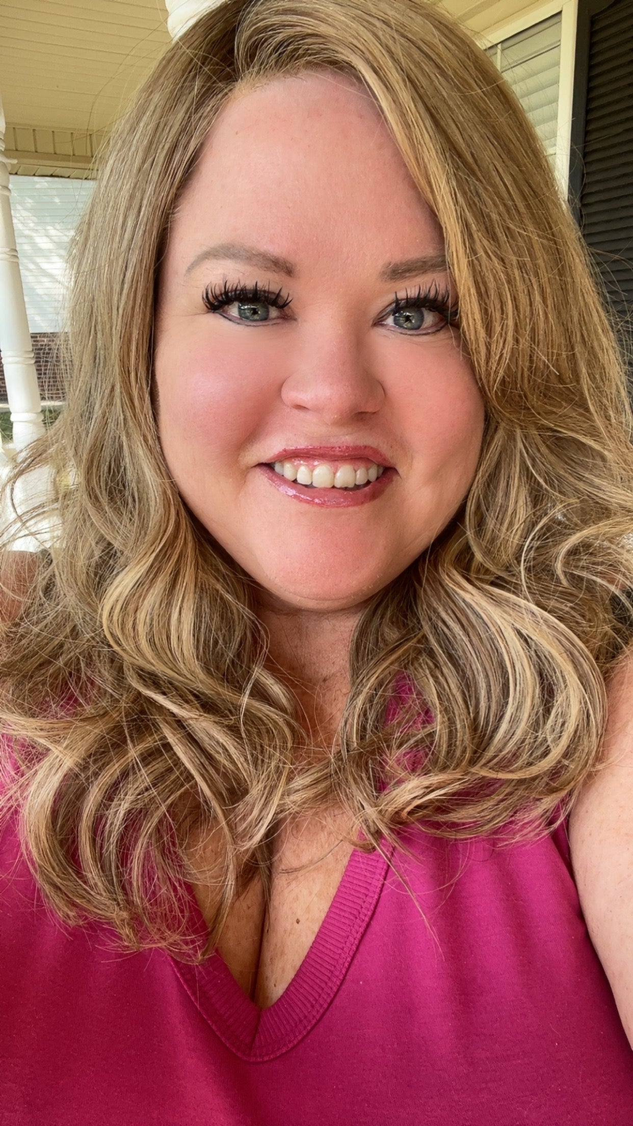 Human Hair Wig 1007 24" Hand-Tied Rooted Blonde Blend