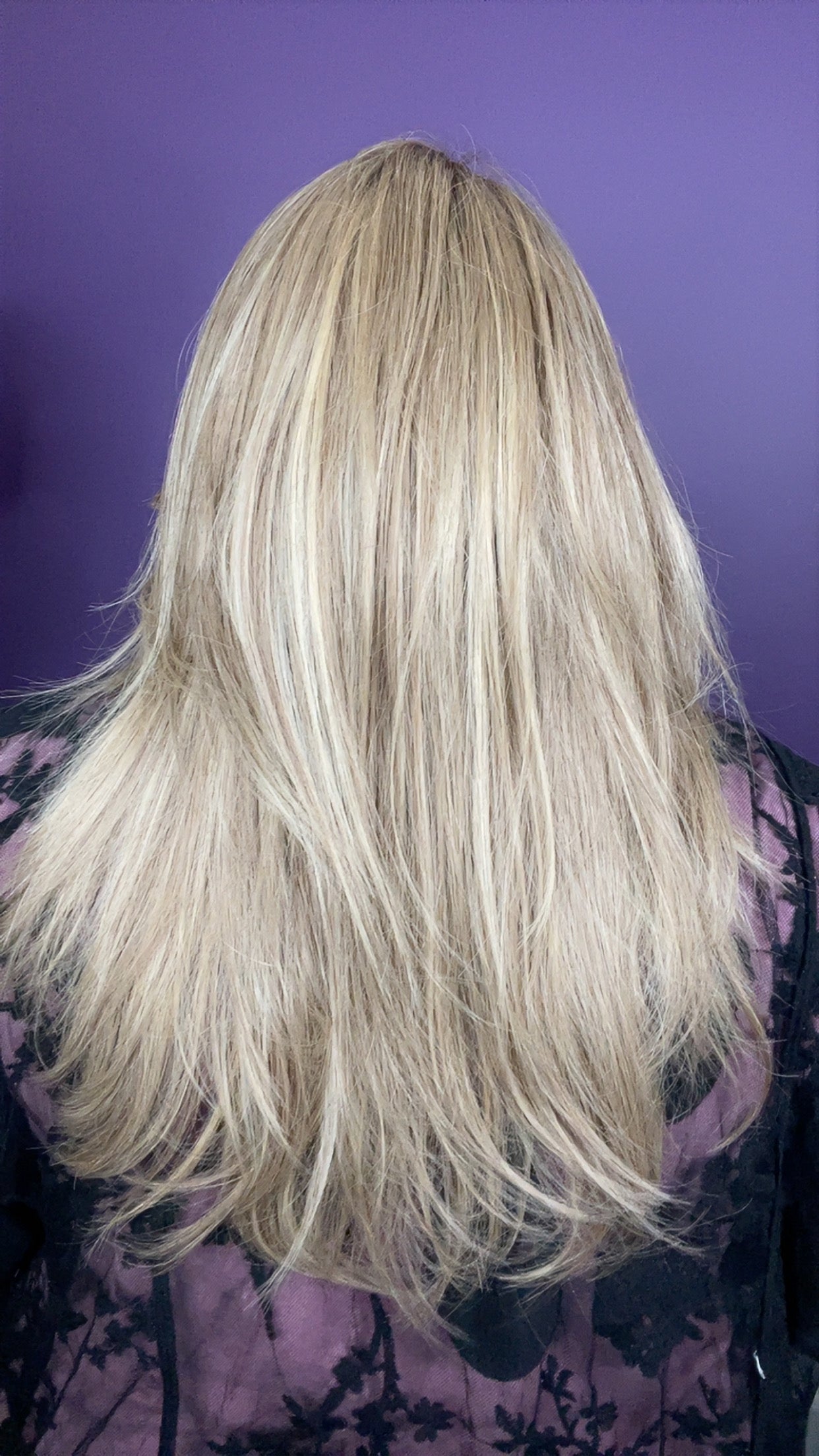 Human Hair Wig 1007 24" Hand-Tied Rooted Blonde Blend