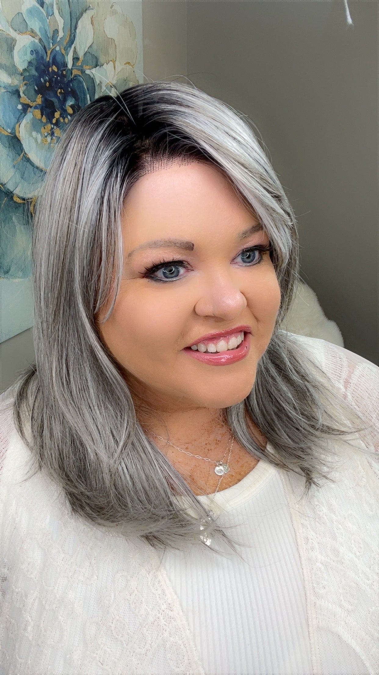 Nicolette Smoked Silver Cream Signature Luxury Wig HS PA1