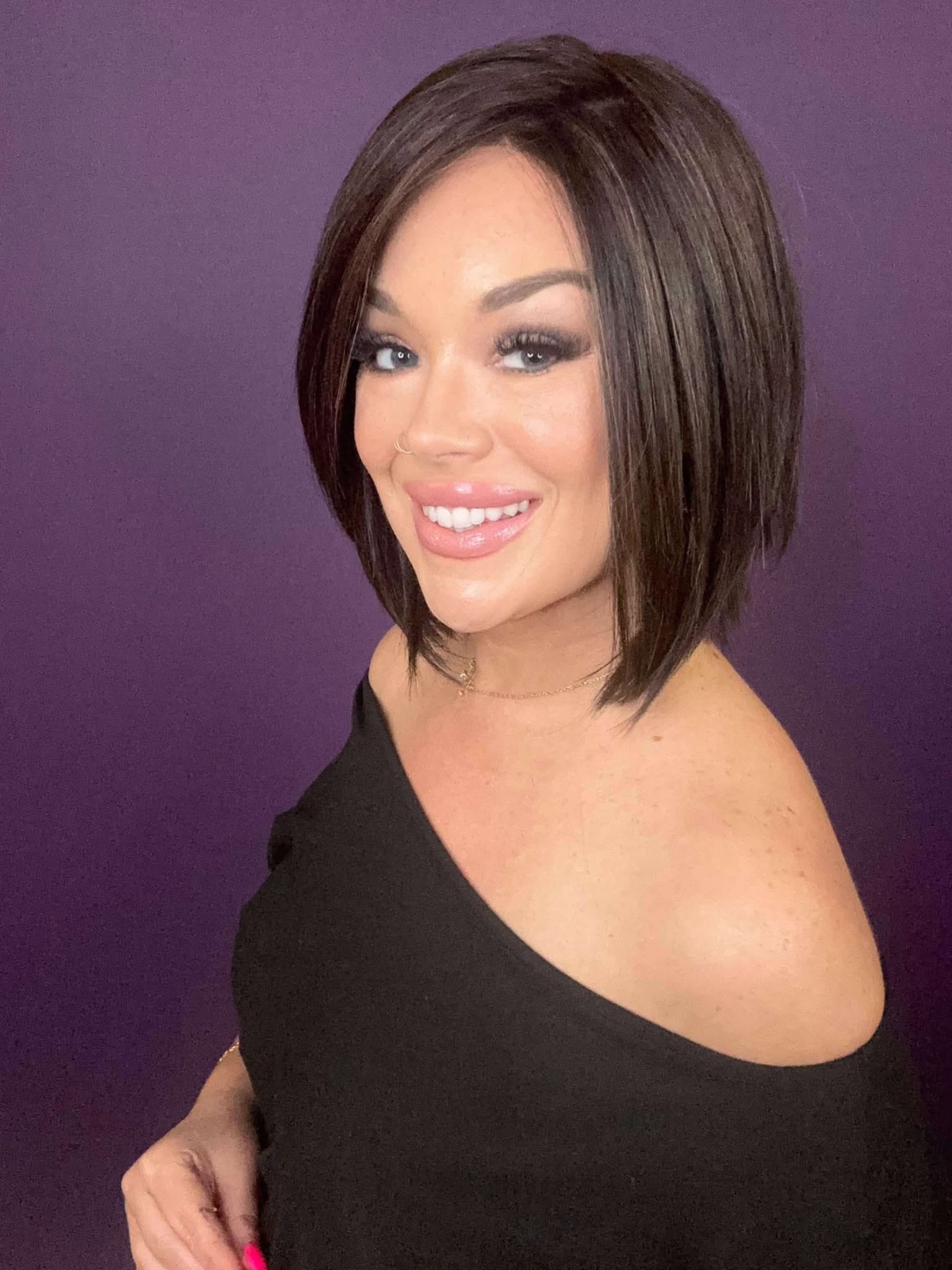 Gabby – Luxury Wig by Chic Lifestyle Shown in Espresso Brown.