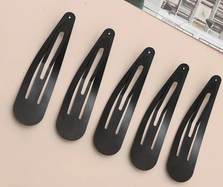 Pinzas para el cabello de metal negro (juego de 5) 3,54 pulgadas LW3 A180