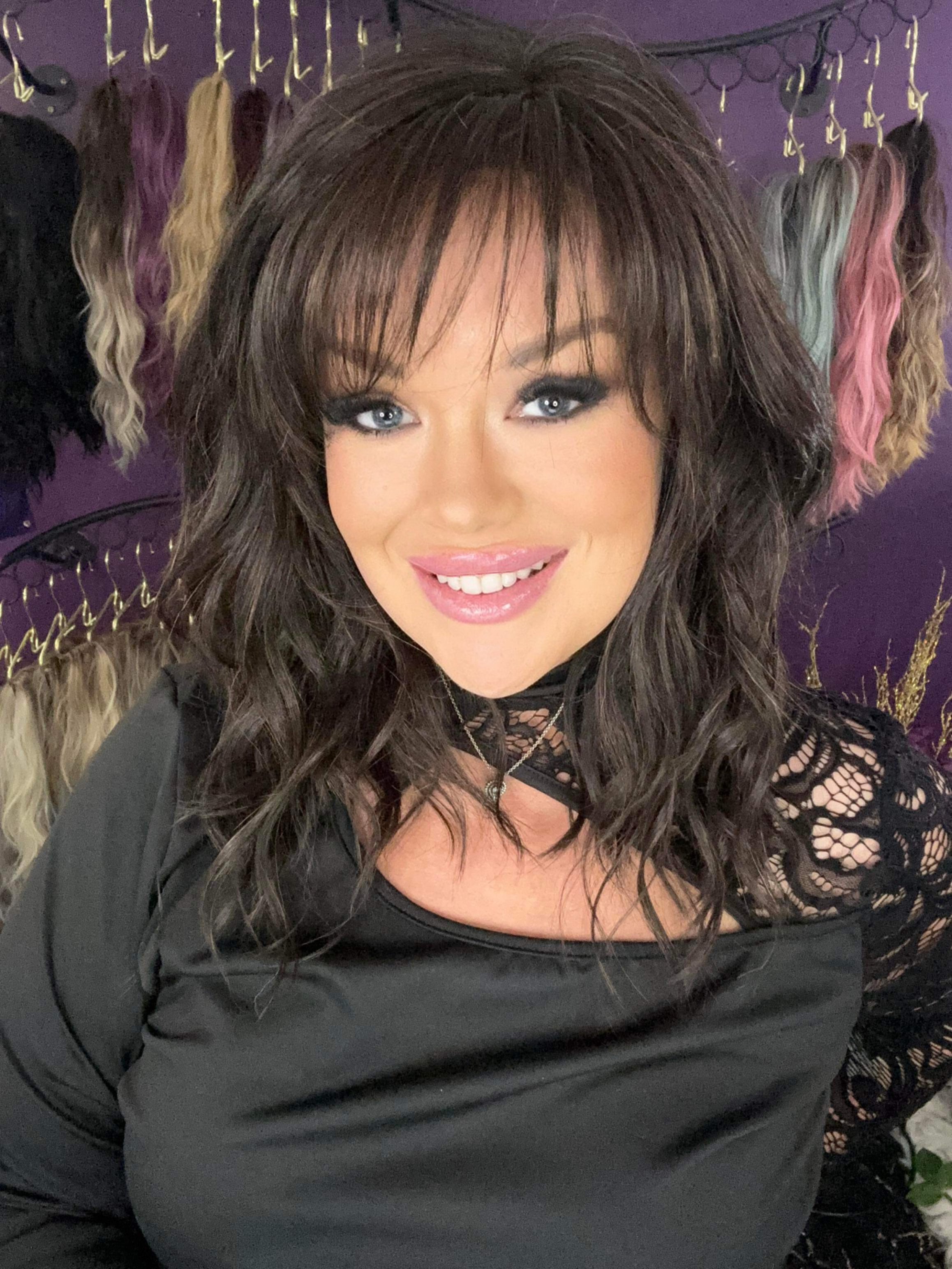 TINA – Luxury Wig by Chic Lifestyle Shown in Espresso Brown.
