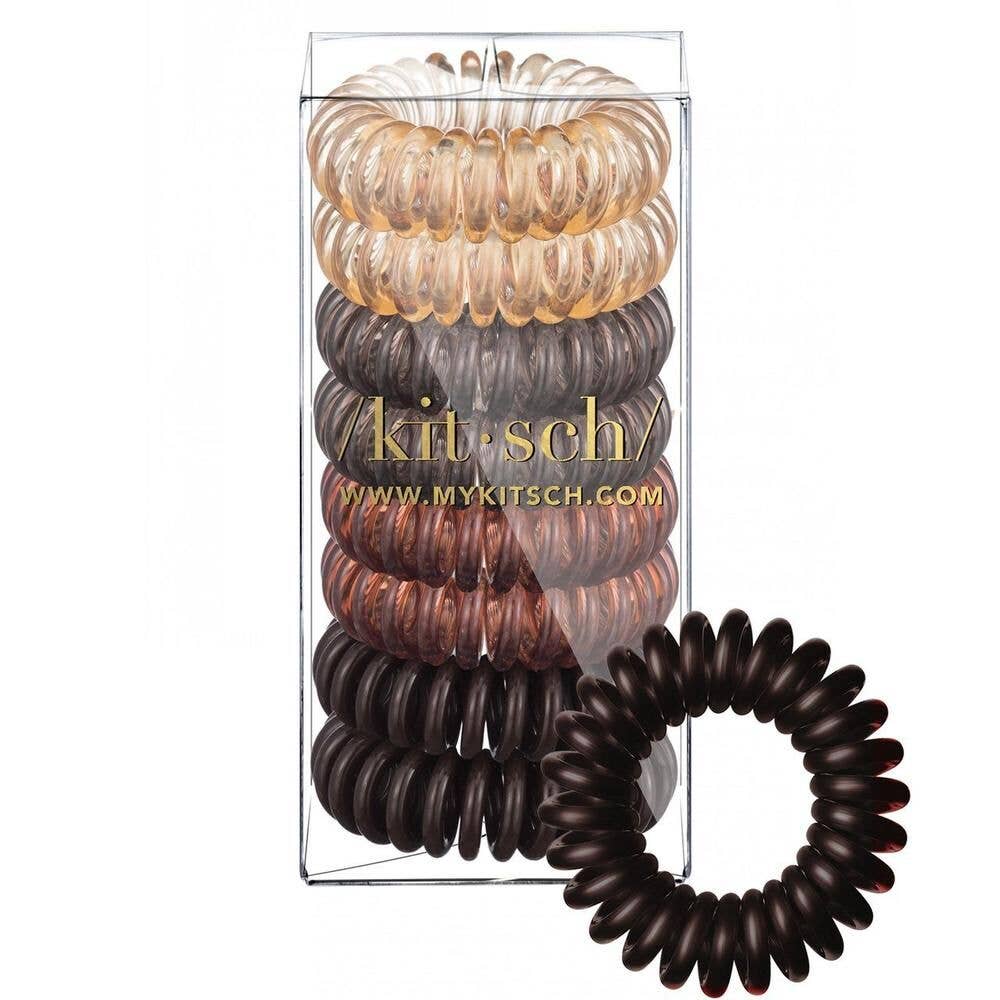 K153 Spiral Hair Ties 8 Pack - Brunette