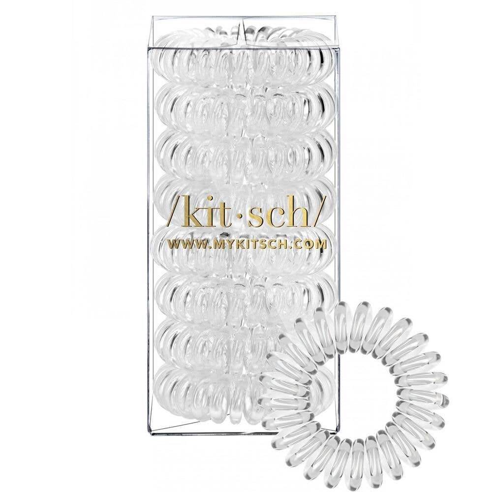 K225 Spiral Hair Ties 8 Pack - Clear