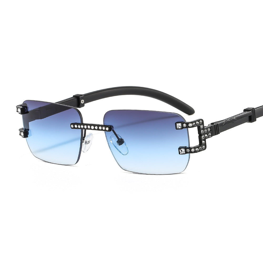 Rimless Small Square Crystal Sunglasses 7000