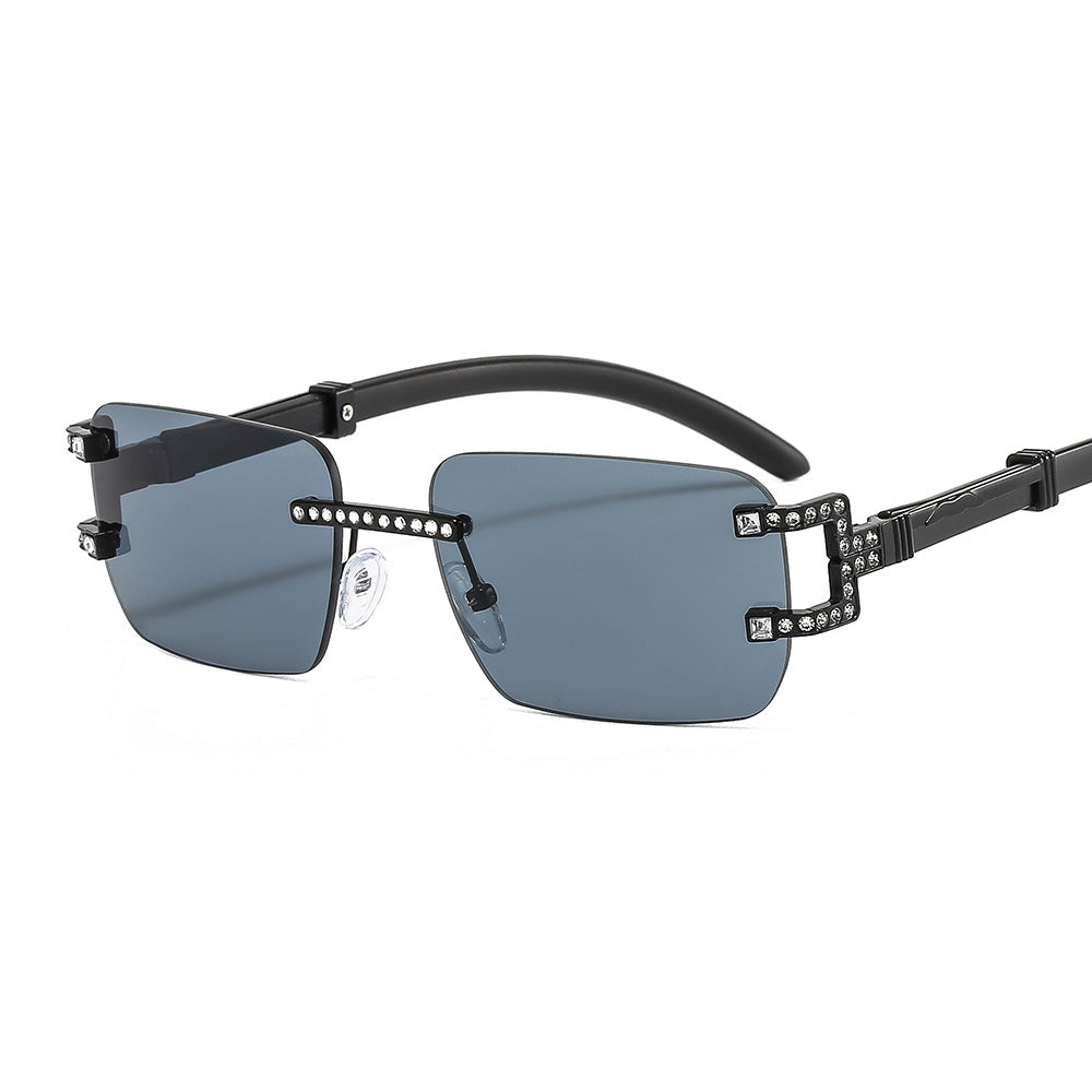 Rimless Small Square Crystal Sunglasses 7000