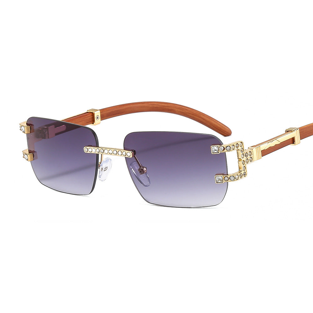 Rimless Small Square Crystal Sunglasses 7000