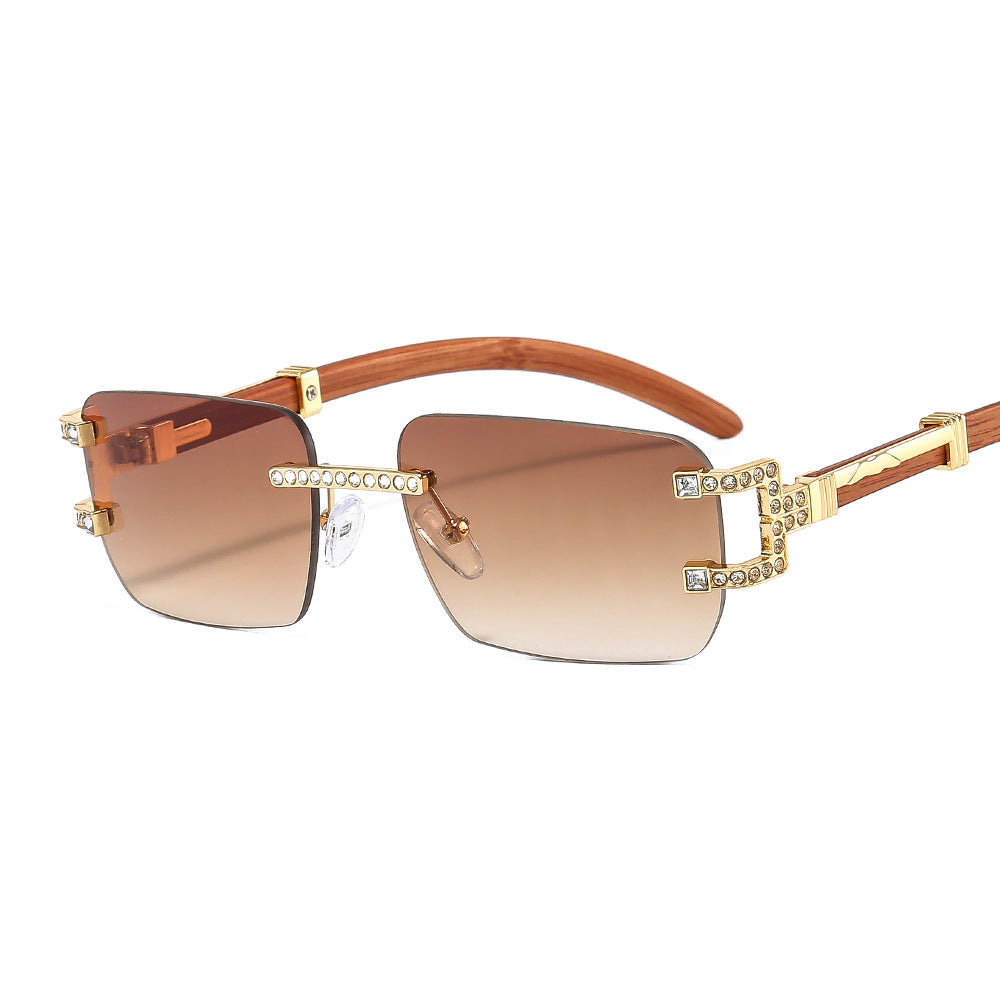 Rimless Small Square Crystal Sunglasses 7000