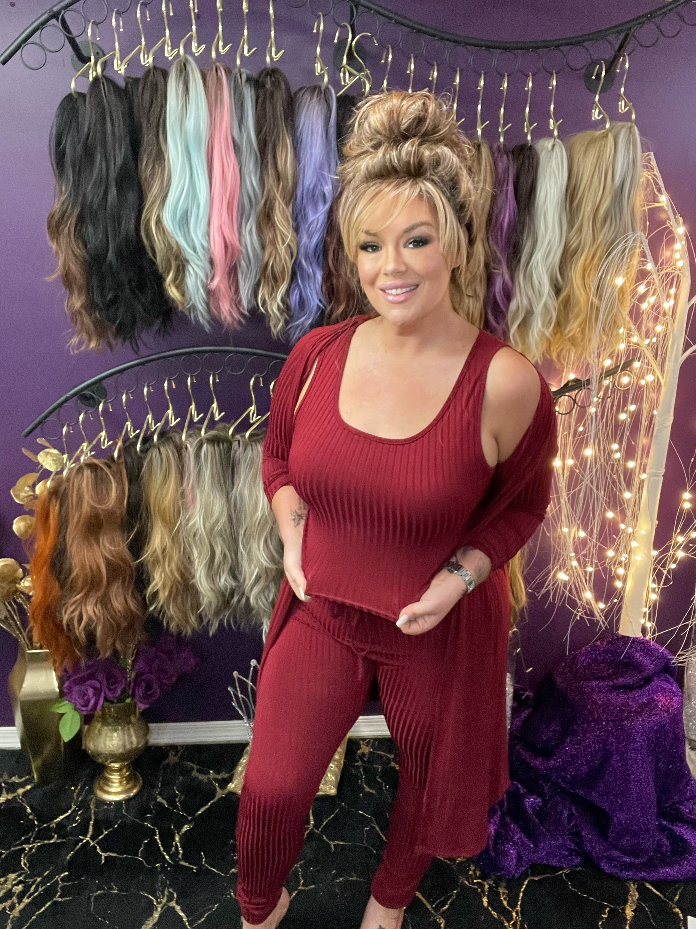 Slay all Day 3 pc Set Burgundy -AKL 326 (ships 14 days)