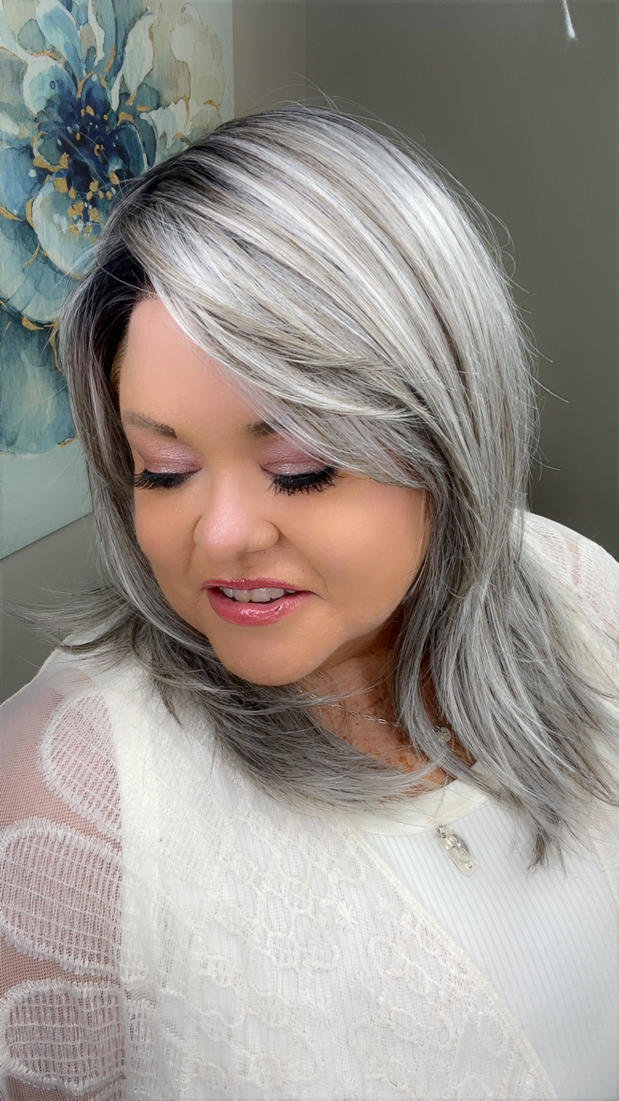 Nicolette Smoked Silver Cream Signature Luxury Wig HS PA1
