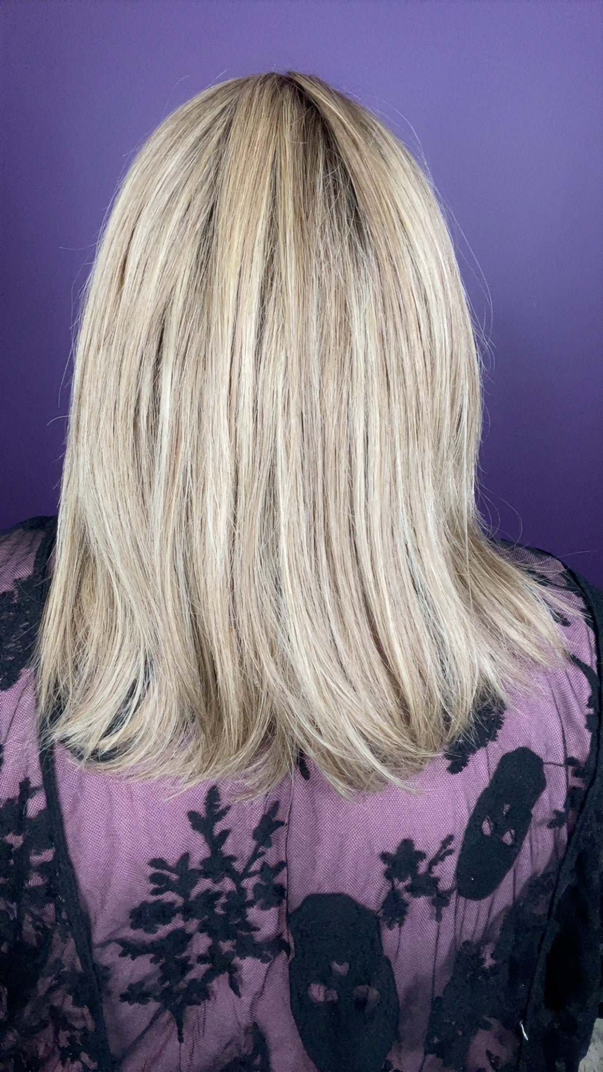 Human Hair Wig 1008 16" Hand-Tied Rooted Blonde Blend