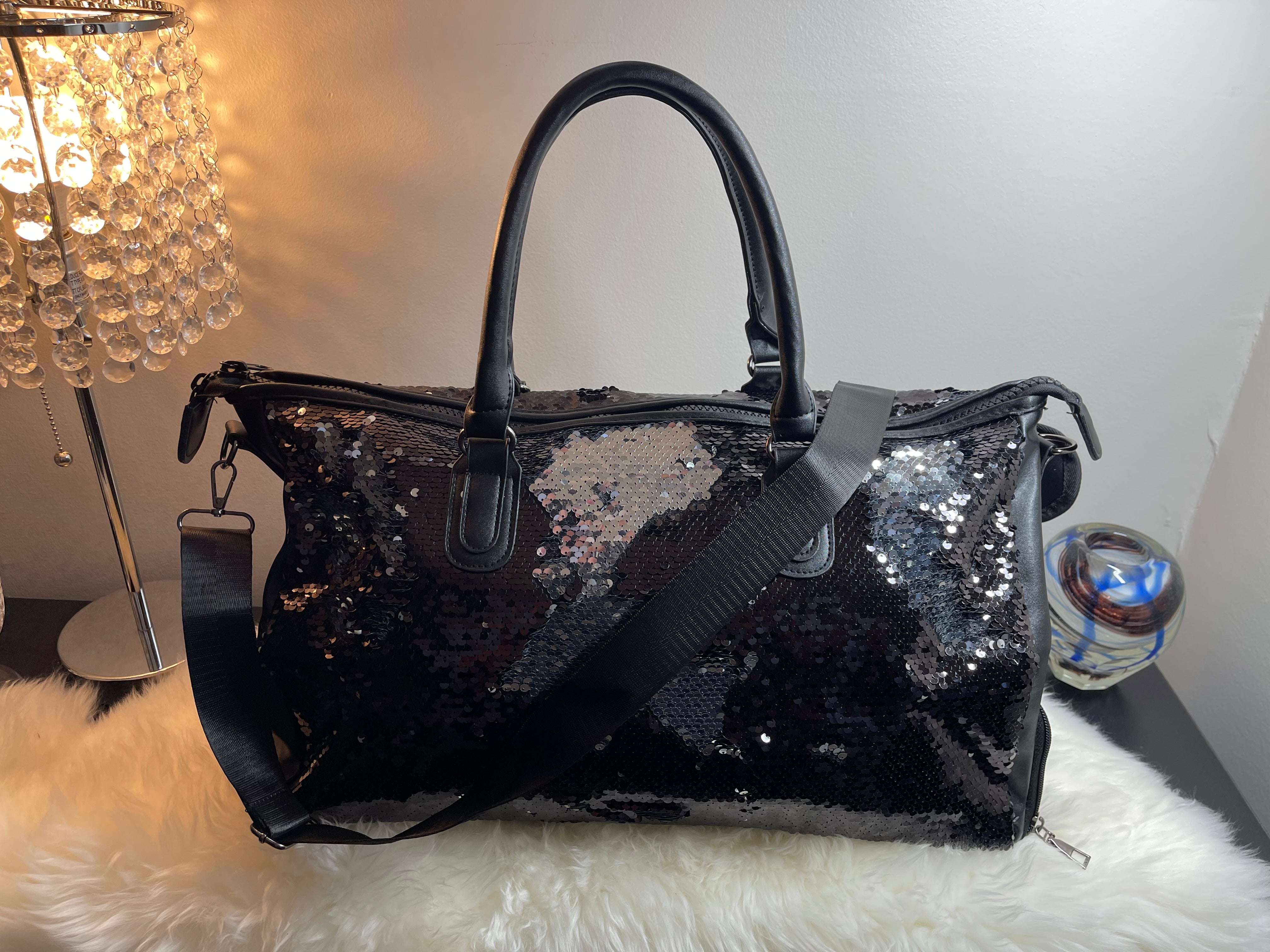 Bolso de mano elegante con lentejuelas negro LW3 A193