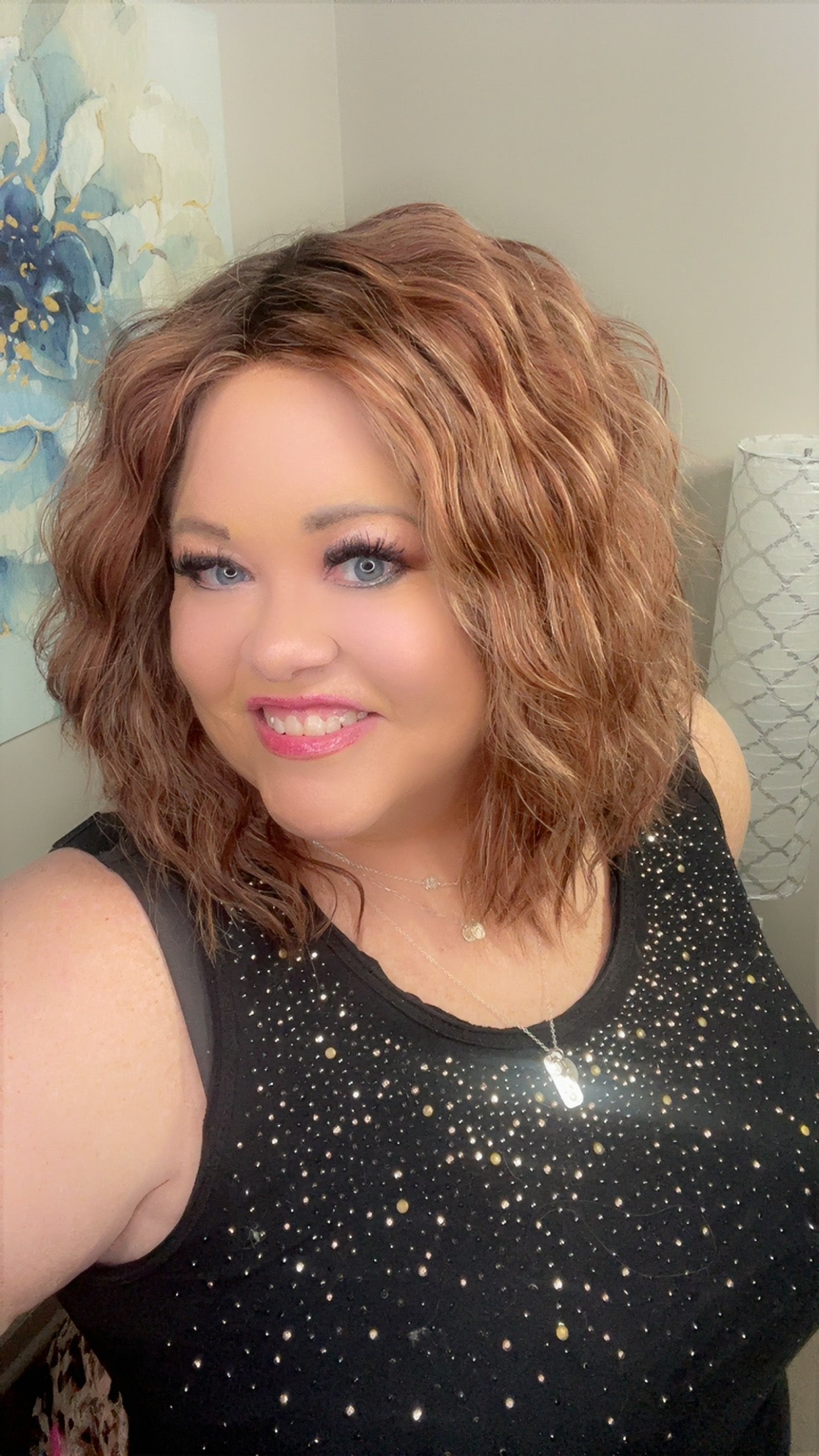 Human Hair Wig 1009 16" Hand-Tied Strawberry Blonde Blend