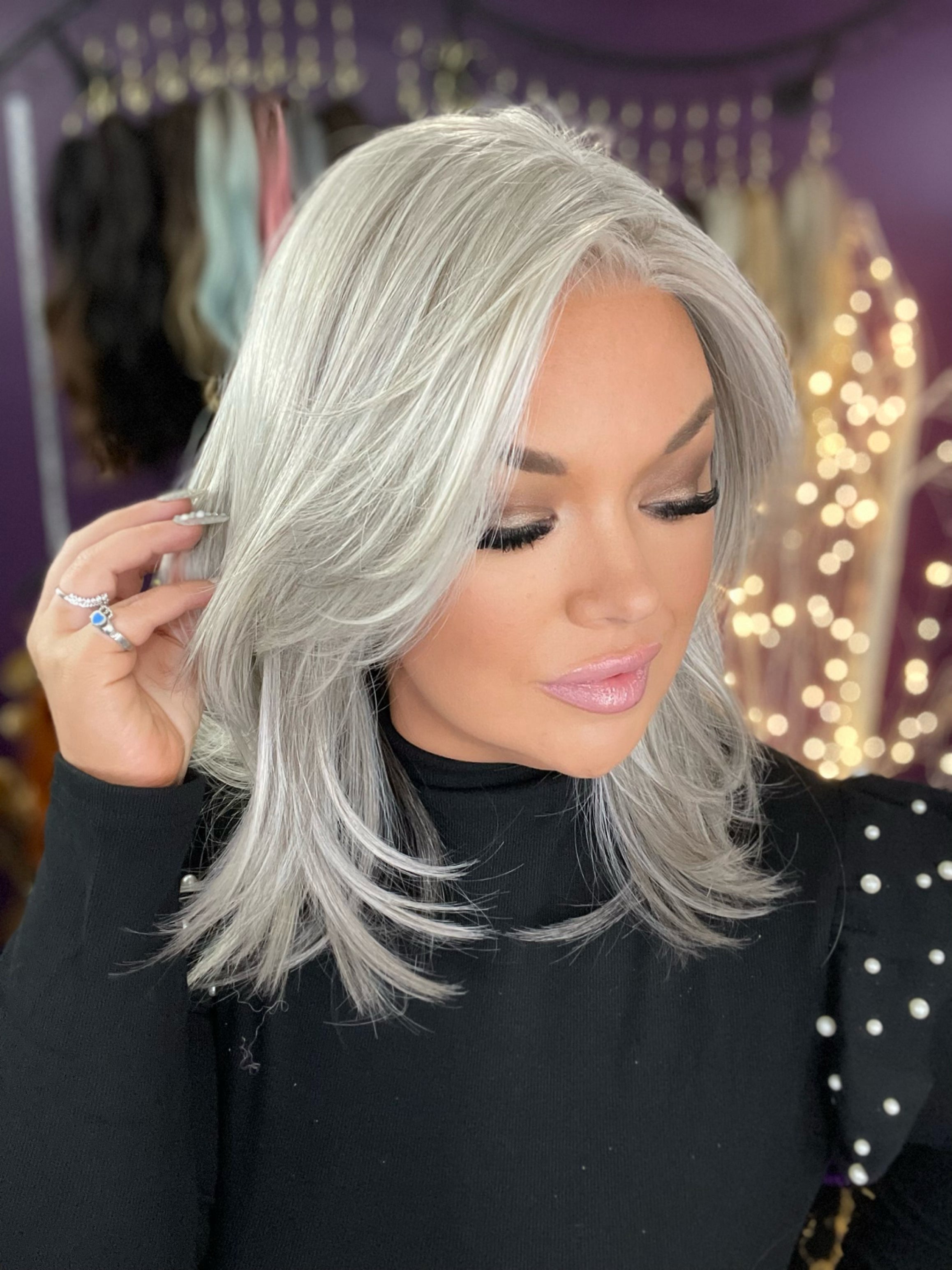 Payton Glamour Grey Hand-Tied HS Platinum Luxury Wig CA1 W6373