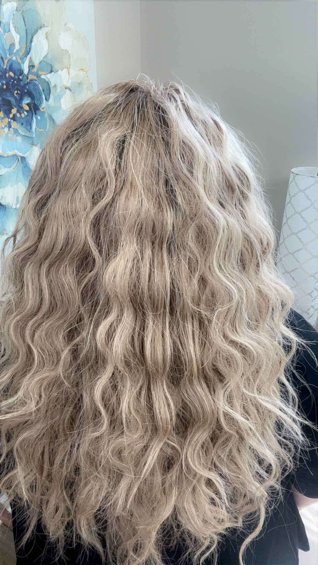 Human Hair Wig 1007 24" Hand-Tied Rooted Blonde Blend