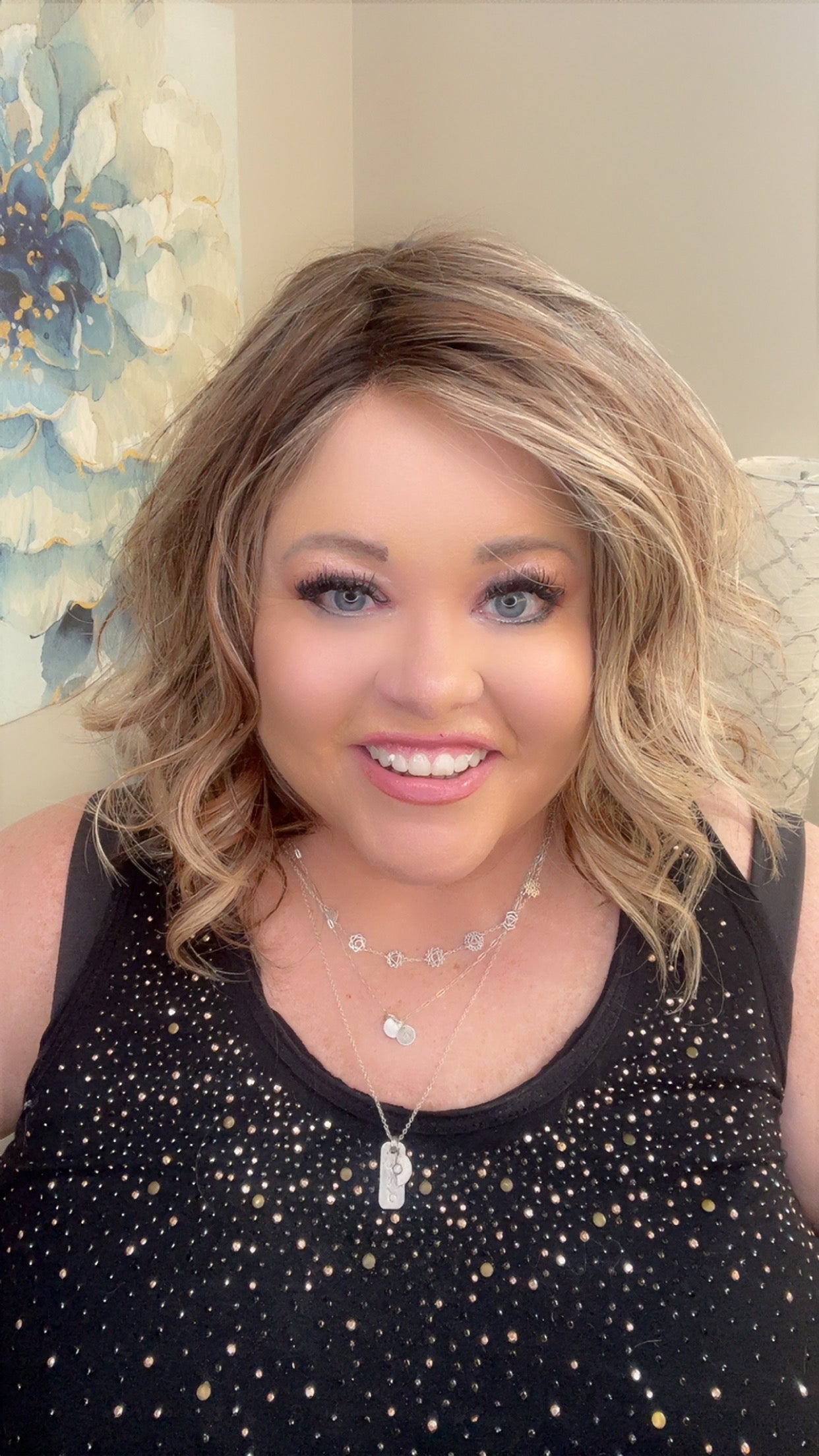 Human Hair Wig 1006 16" Hand-Tied Light Brown with Blonde Blend