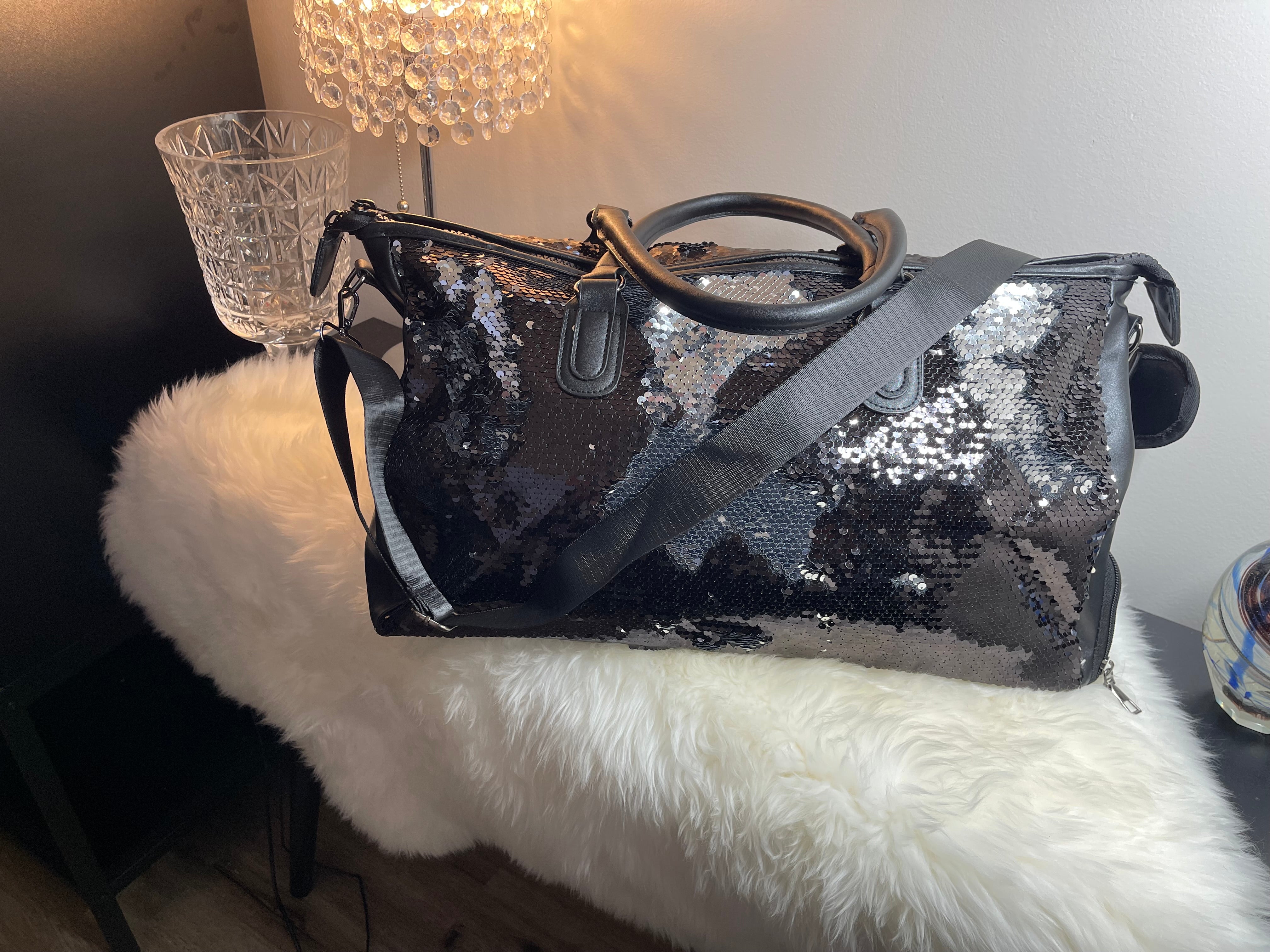 Bolso de mano elegante con lentejuelas negro LW3 A193