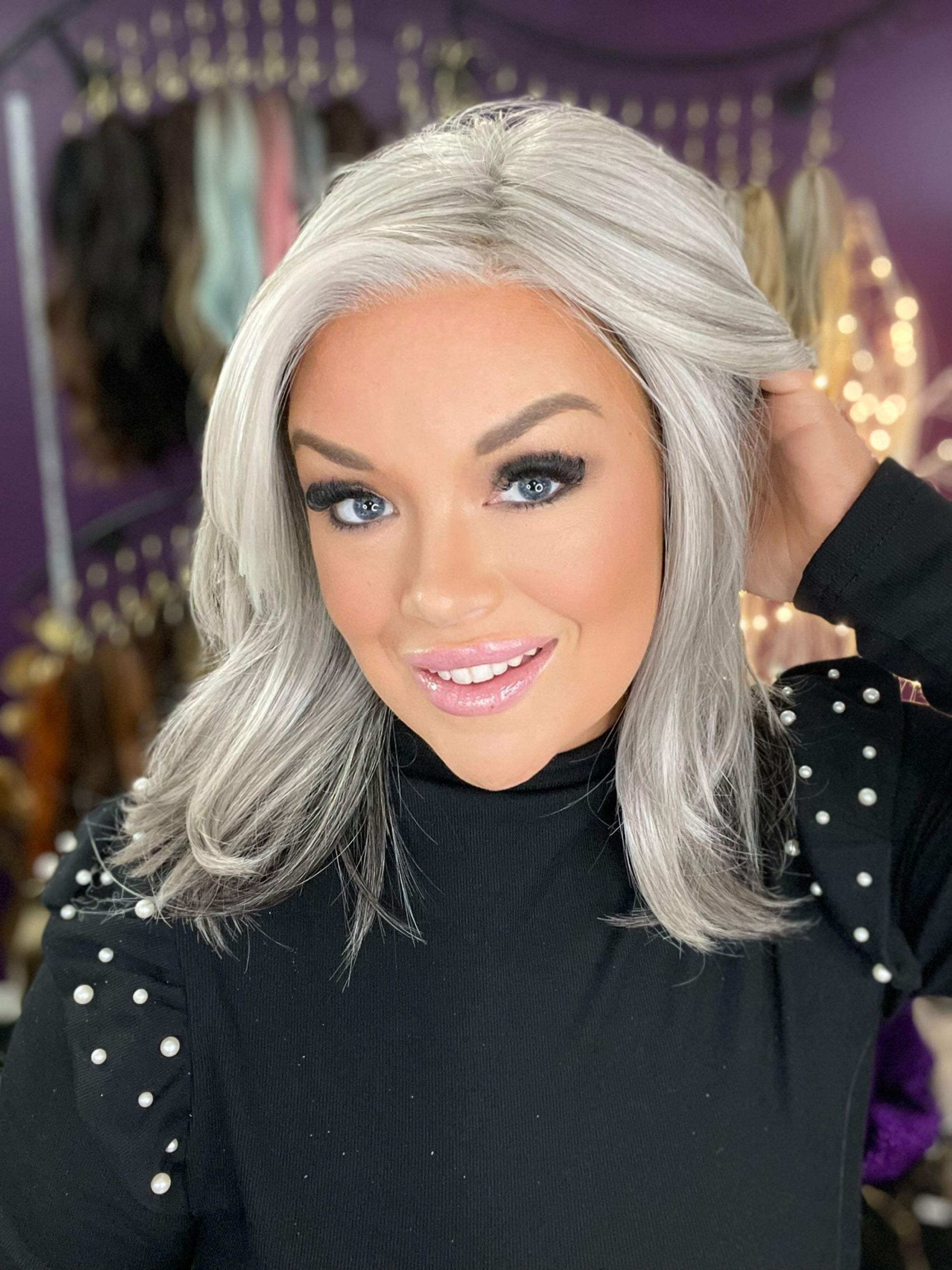 Payton Glamour Grey Hand-Tied HS Platinum Luxury Wig CA1 W6373