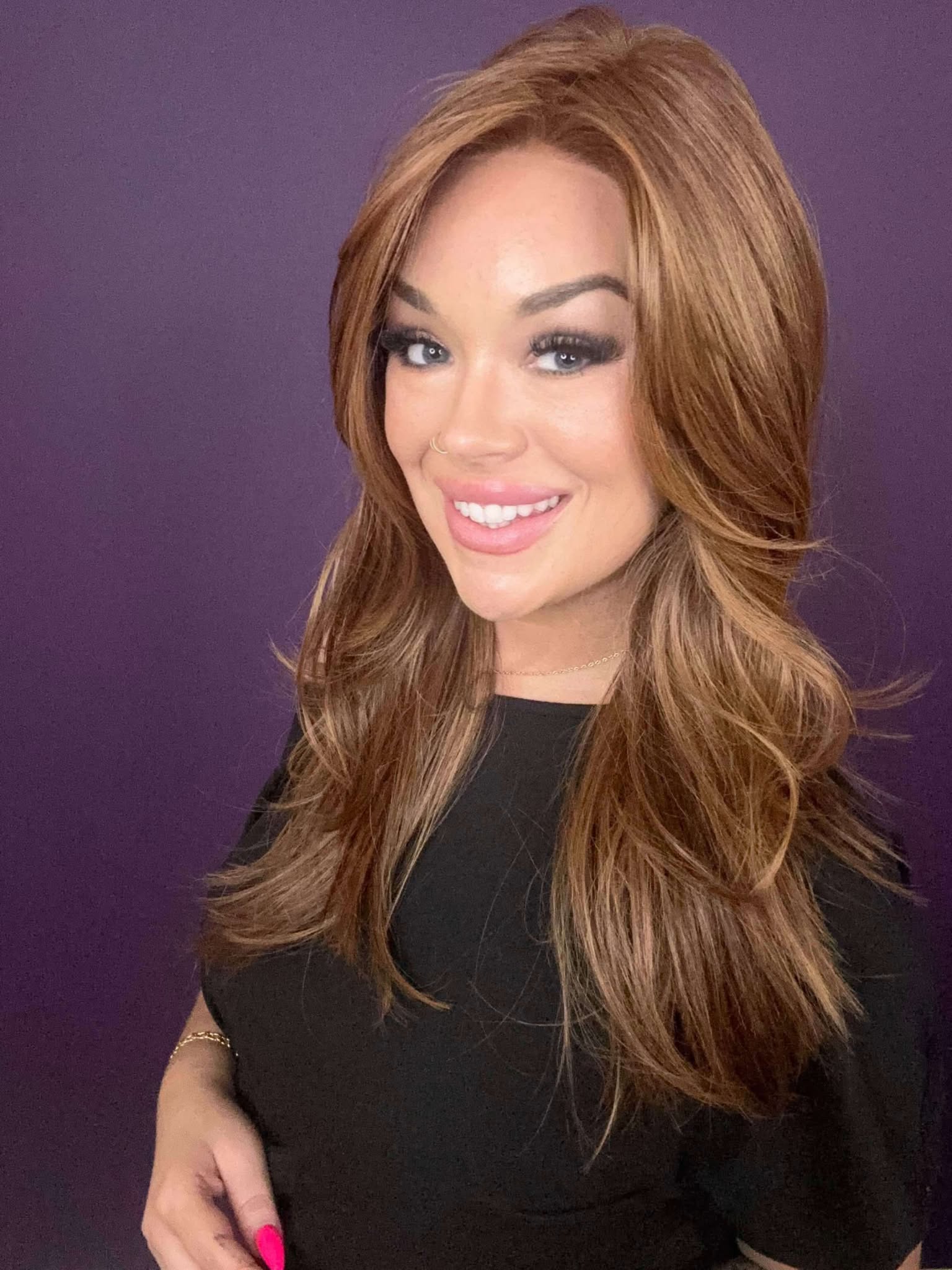 Ashlyn – Luxury Wig by Chic Lifestyle Shown in Strawberry Auburn.