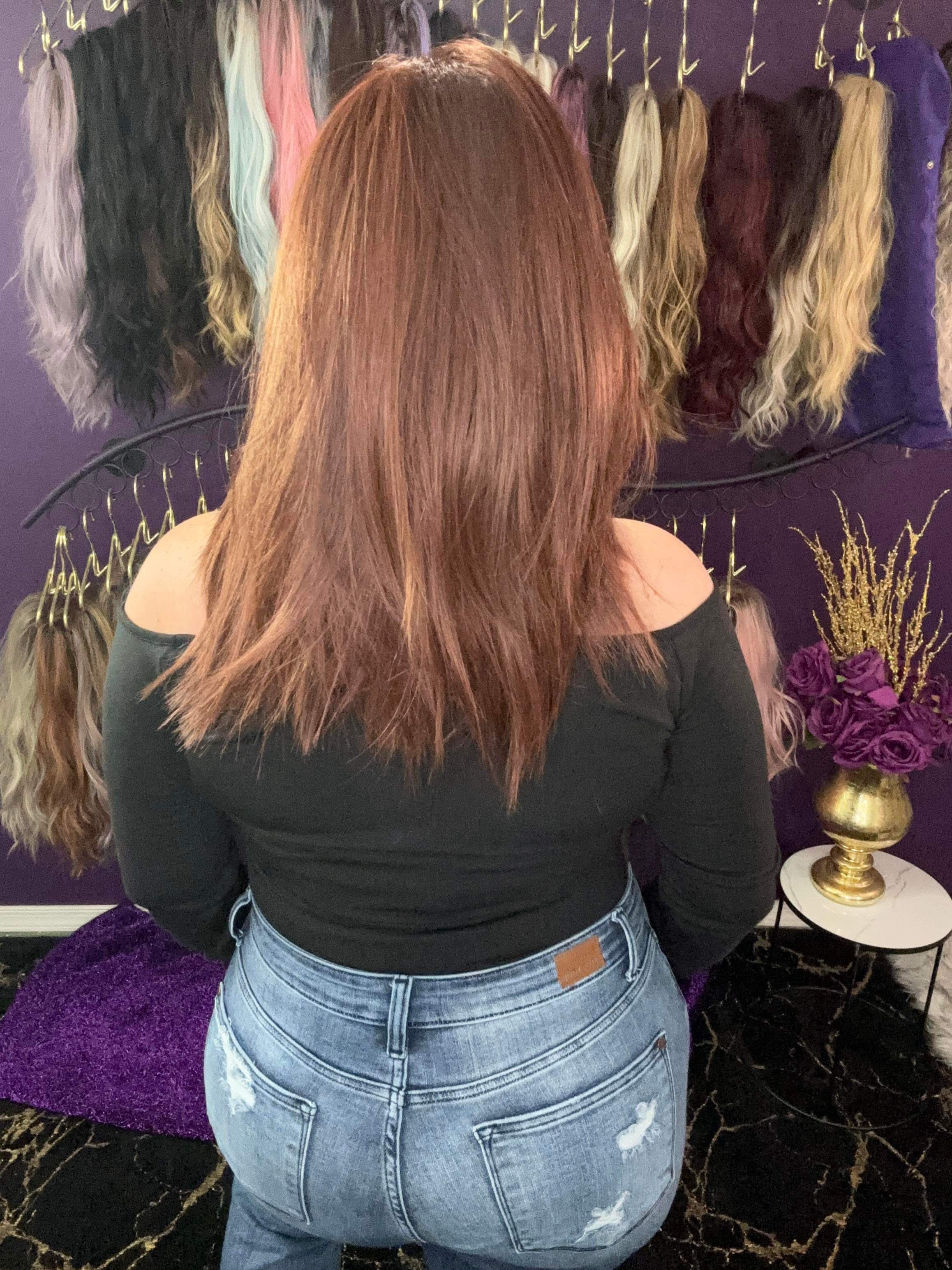 CIRI – Luxury Wig by Chic Lifestyle Shown in Red Auburn.