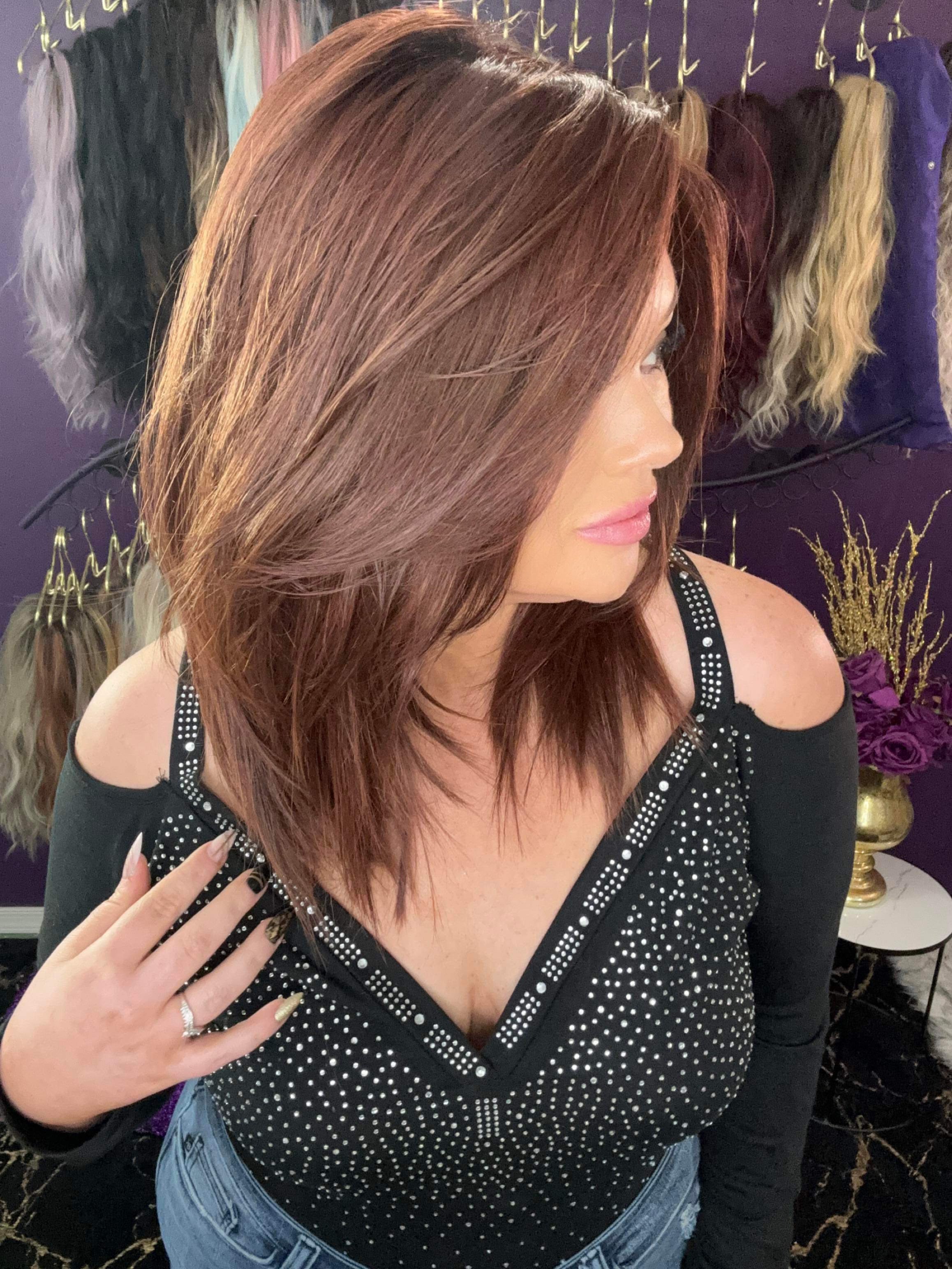 CIRI – Luxury Wig by Chic Lifestyle Shown in Red Auburn.