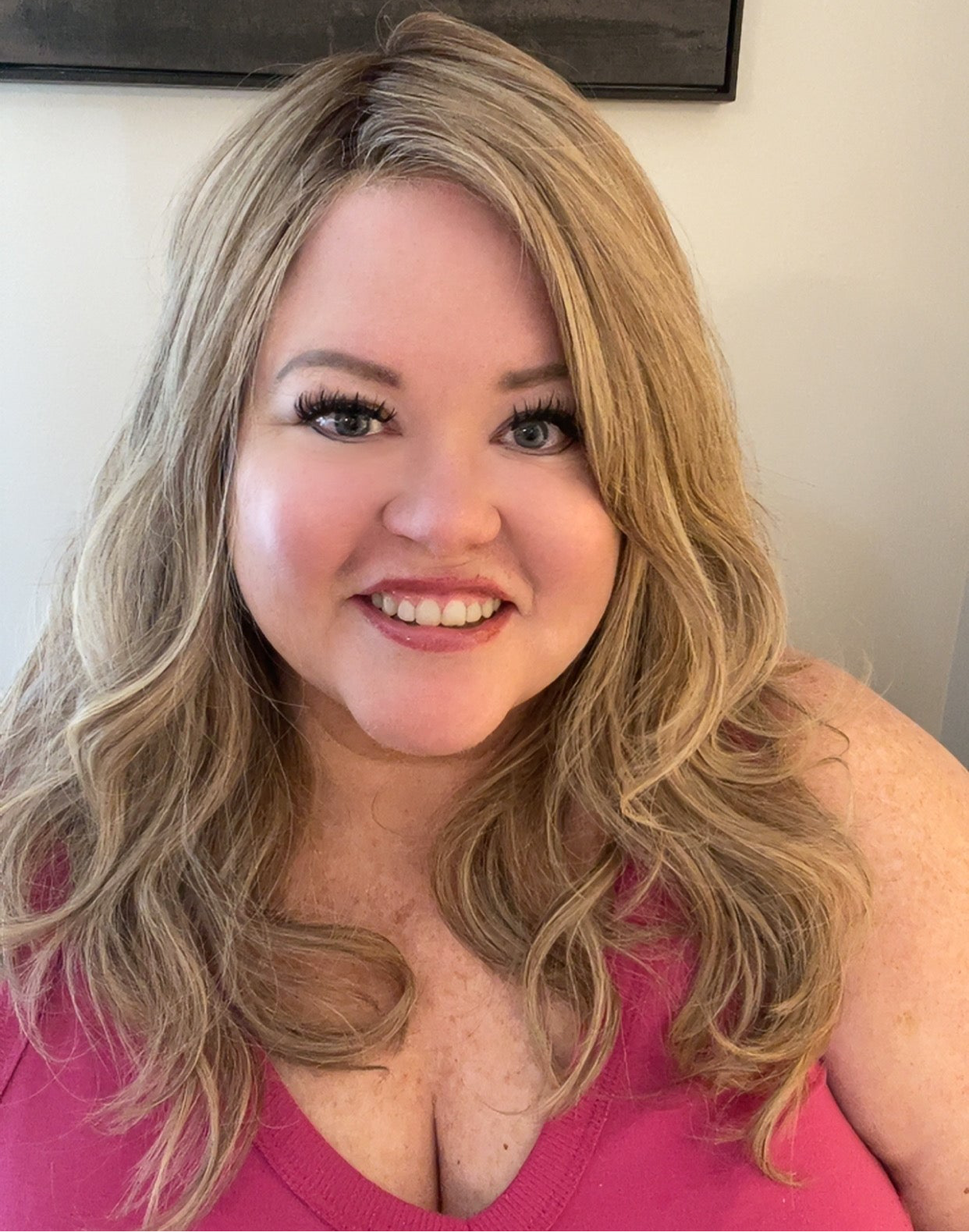 Human Hair Wig 1007 24" Hand-Tied Rooted Blonde Blend