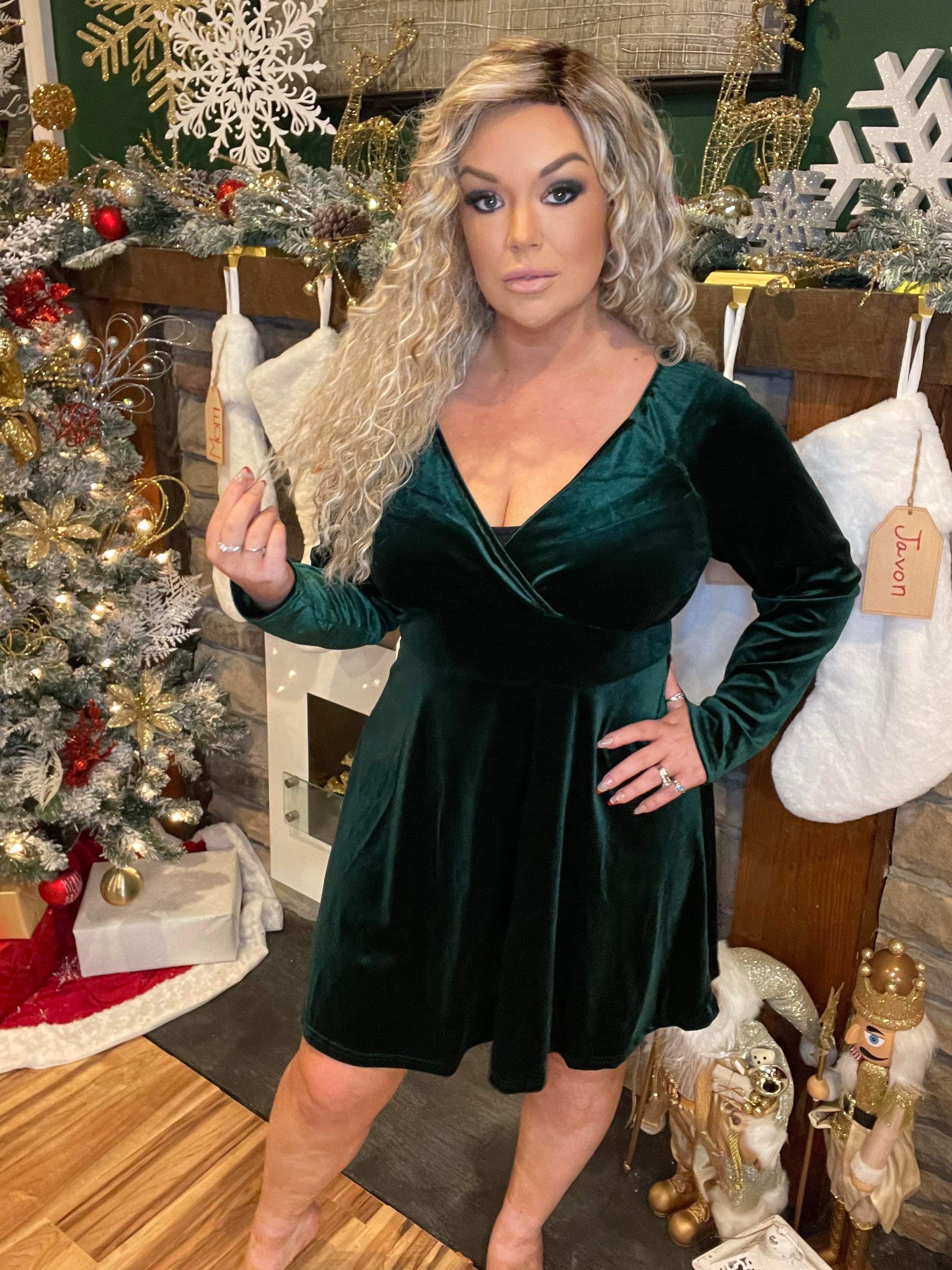 Holiday Party Green Dress AKL -419 ships 14 days