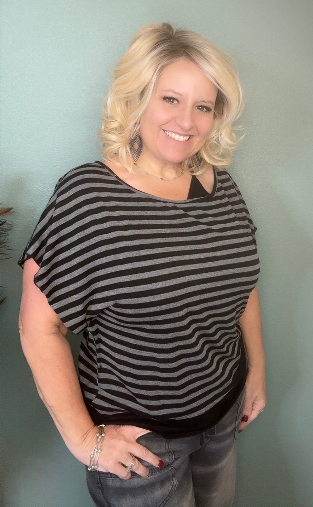 ⭐ Striped Asymmetrical Drawstring Top PRE-ORDER ETA 10/1 APP-103