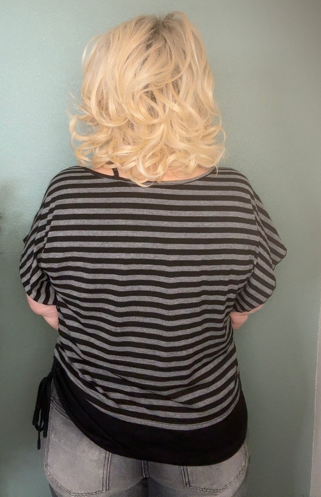 ⭐ Striped Asymmetrical Drawstring Top PRE-ORDER ETA 10/1 APP-103