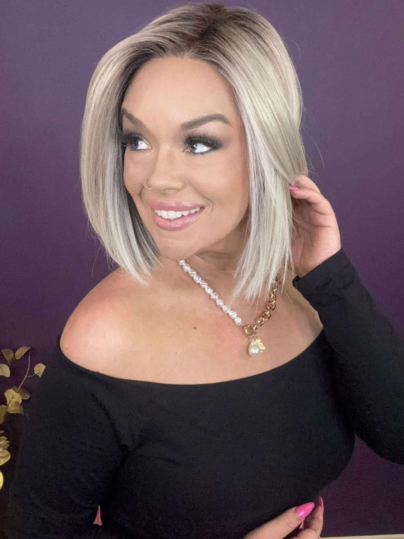 Gabby – Luxury Wig by Chic Lifestyle Shown in Frosted Blonde.
