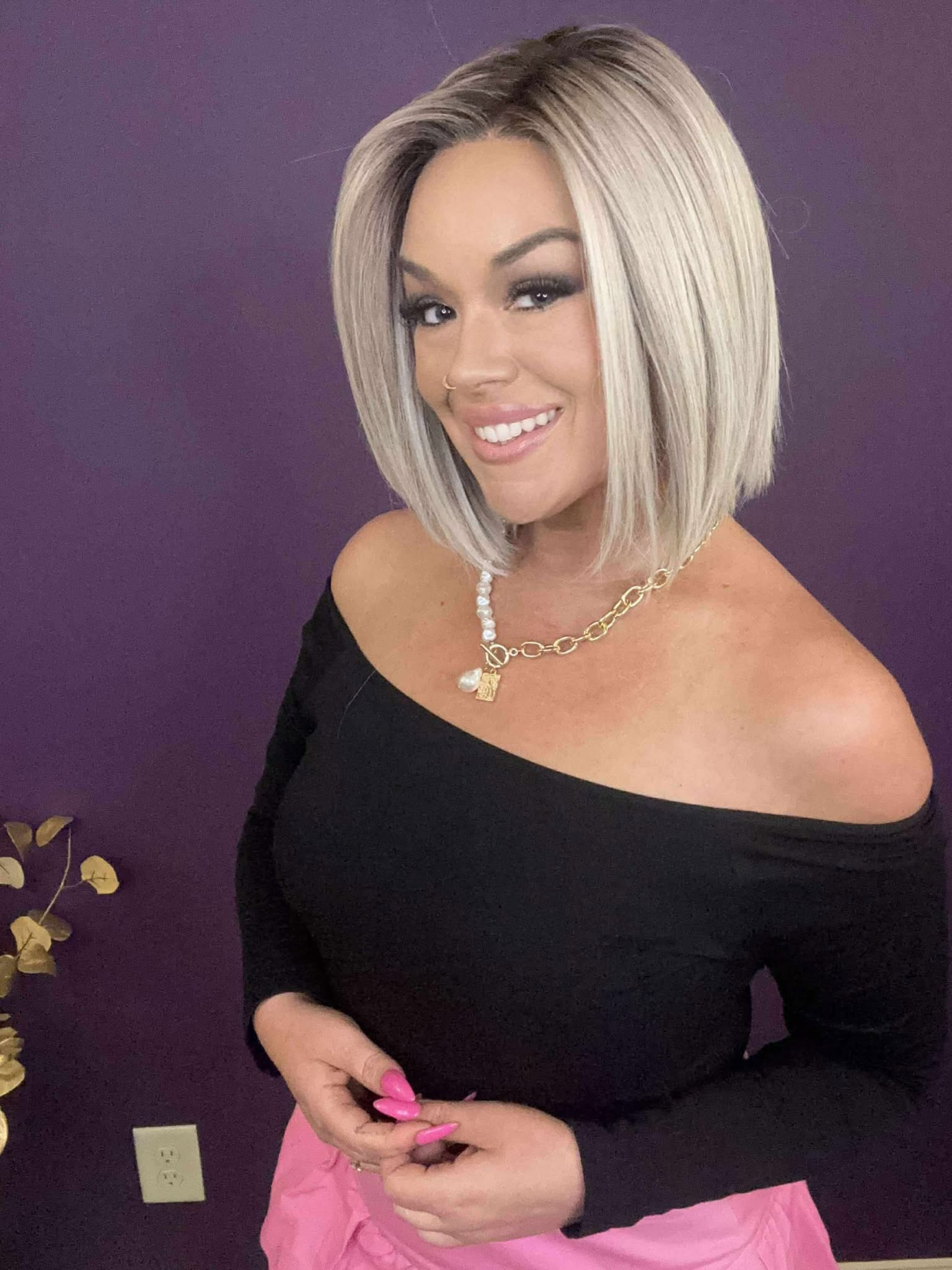 Gabby – Luxury Wig by Chic Lifestyle Shown in Frosted Blonde.