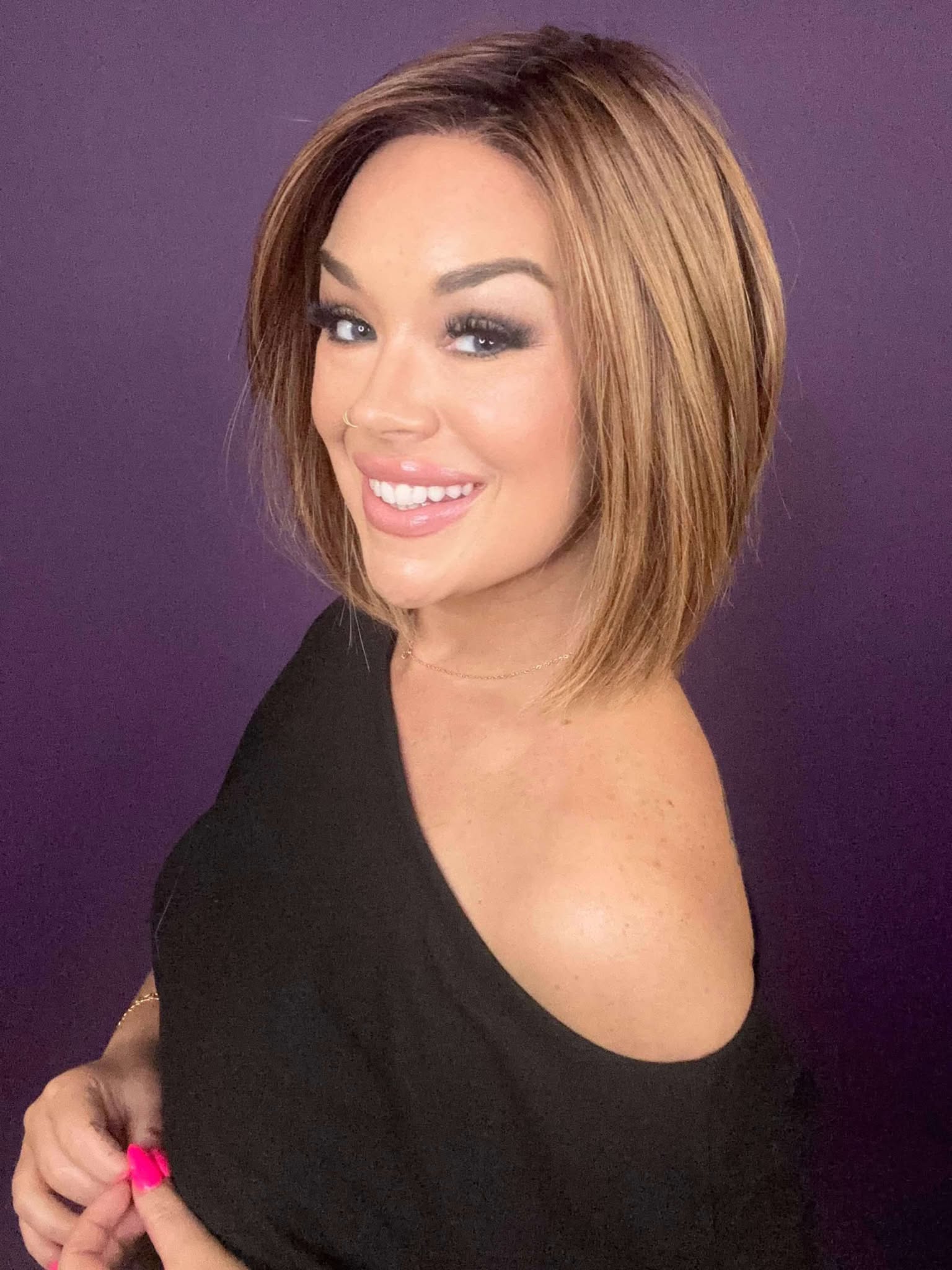 Gabby – Luxury Wig by Chic Lifestyle Shown in Strawberry Auburn.