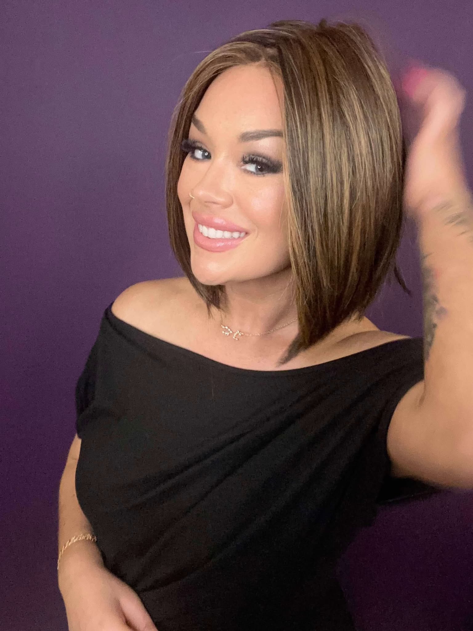 Gabby – Luxury Wig by Chic Lifestyle Shown in Toasted Caramel.