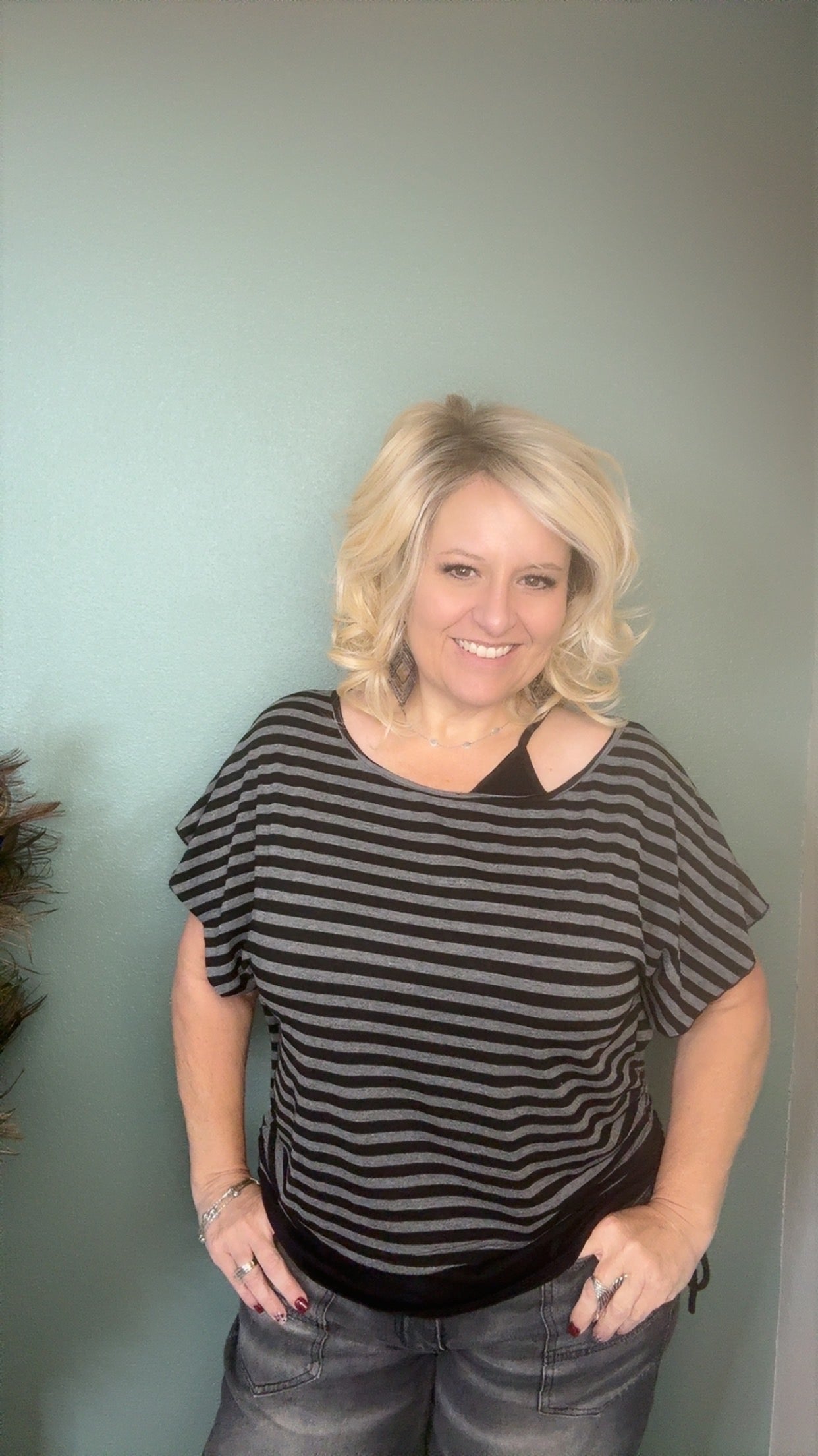 ⭐ Striped Asymmetrical Drawstring Top PRE-ORDER ETA 10/1 APP-103