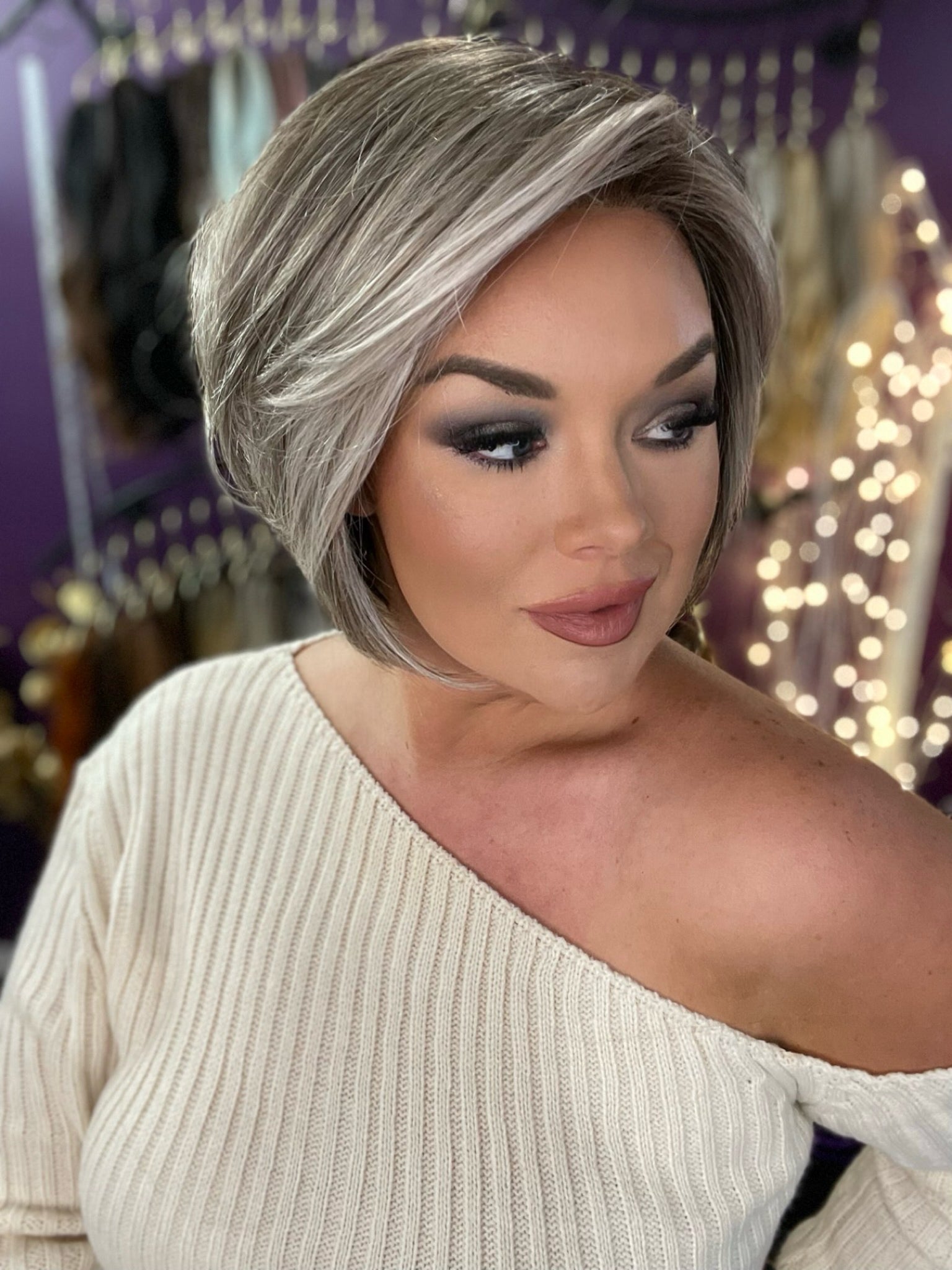 Nevaeh – Luxury Wig by Chic Lifestyle Shown in Silver Fox.