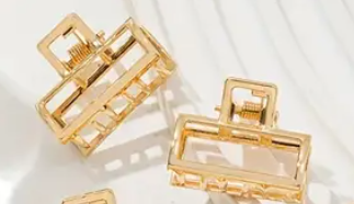 ⭐ MINI clips de metal con forma de garra rectangular dorado (juego de 4) LW3 A164