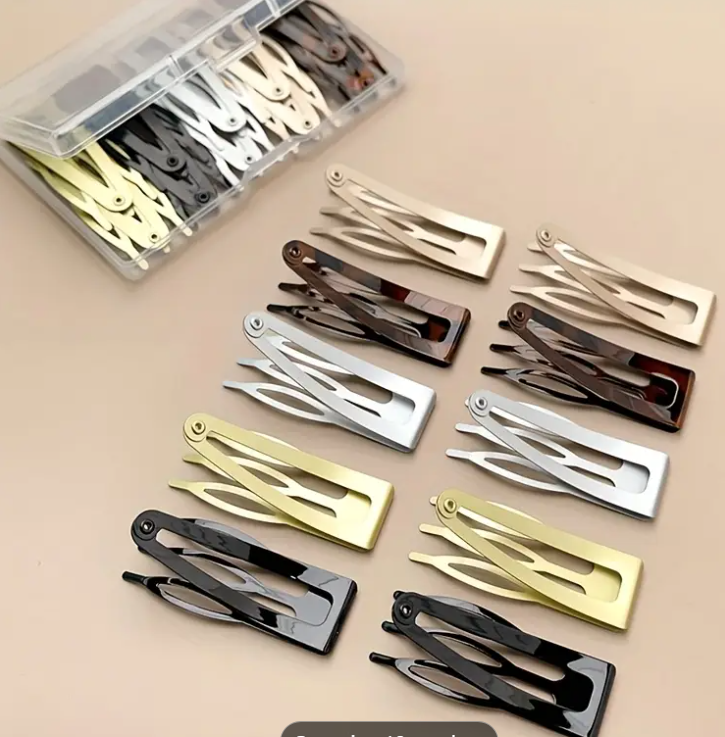 Pinzas metálicas para el cabello con estuche (juego de 10) LW3 A178