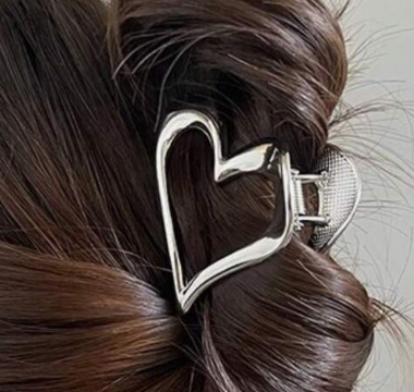 ⭐ Clip de garra de metal con forma de corazón plateado LW3 A190