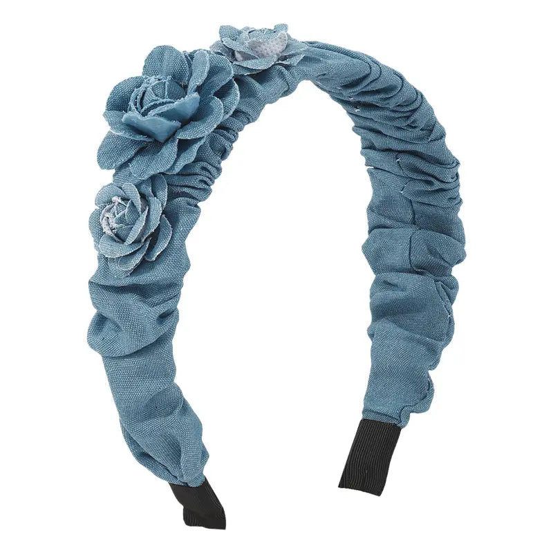 Denim Rose Headband Light Blue --A145