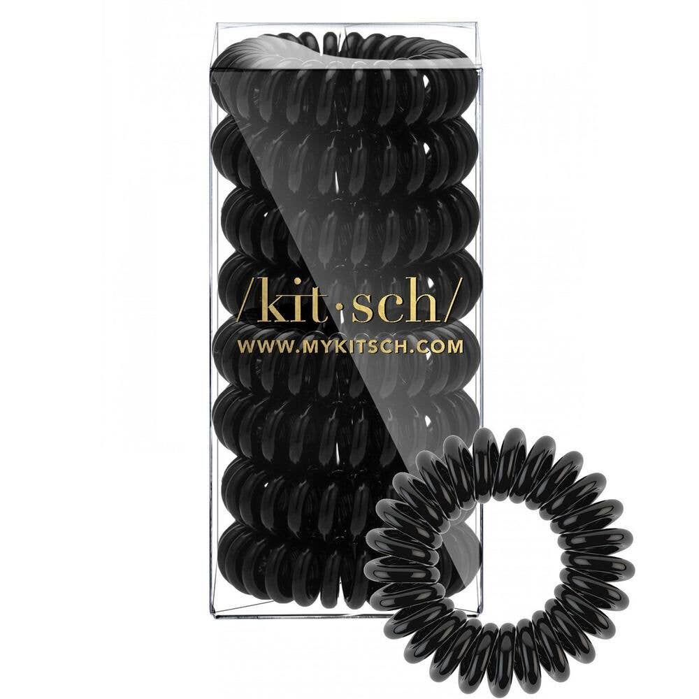 K222 Spiral Hair Ties 8 Pack - Black