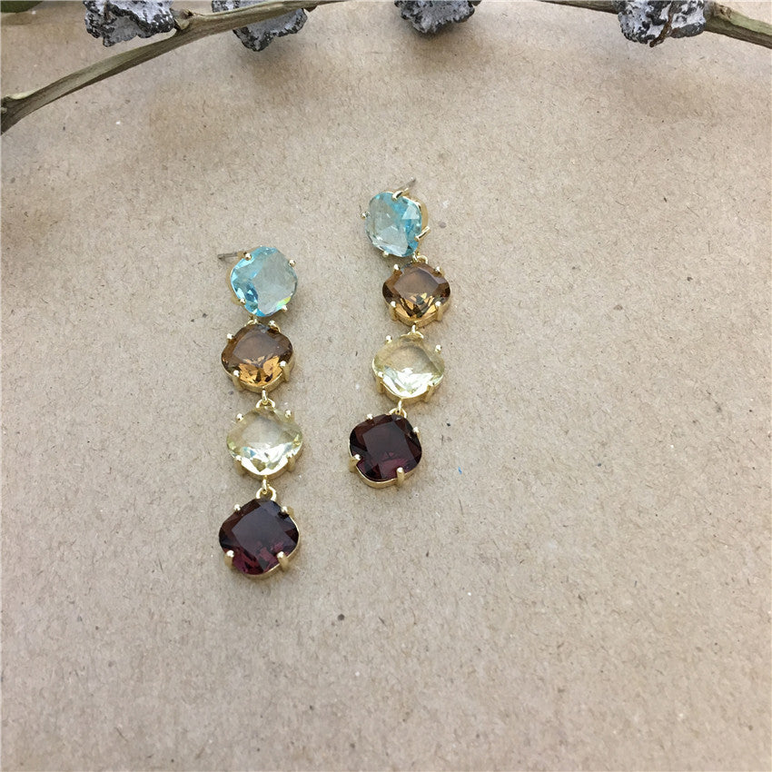 Multi-Gemstone Drop Earrings 7037