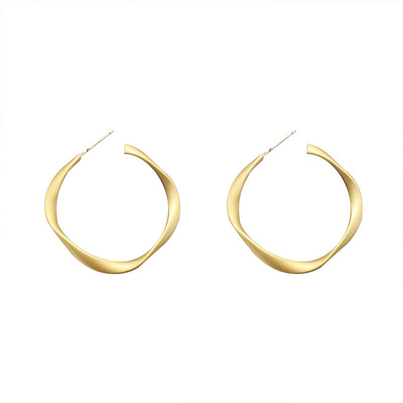 Twisted Gold Geometric Hoop Earrings 7059