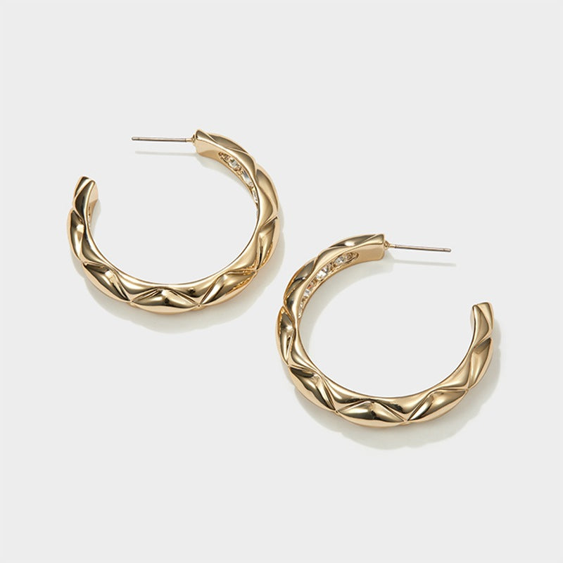 Gold Plated Textured Hoops 7060