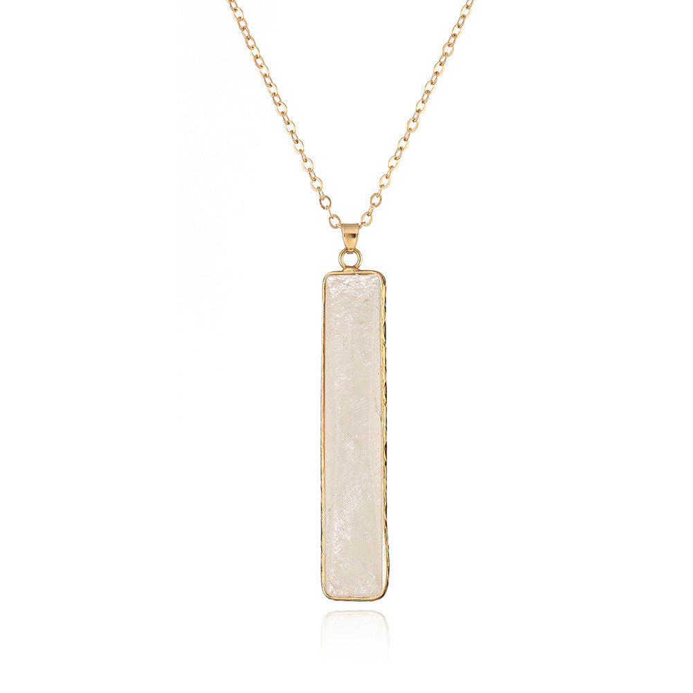 Stone Bar Pendant on 18k gold plated chain 7147