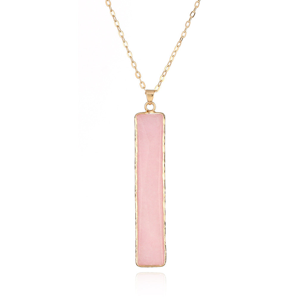 Stone Bar Pendant on 18k gold plated chain 7147
