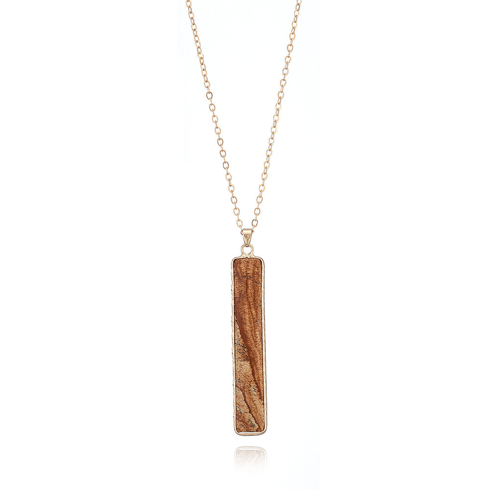 Stone Bar Pendant on 18k gold plated chain 7147