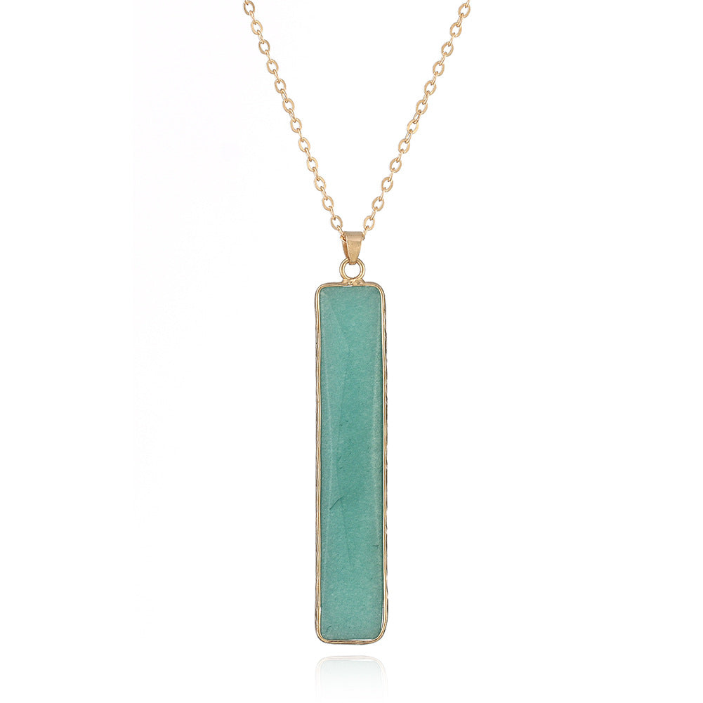 Stone Bar Pendant on 18k gold plated chain 7147