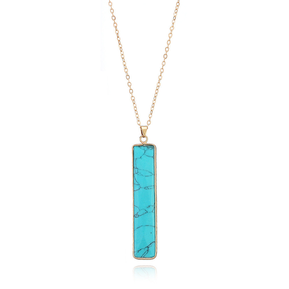 Stone Bar Pendant on 18k gold plated chain 7147