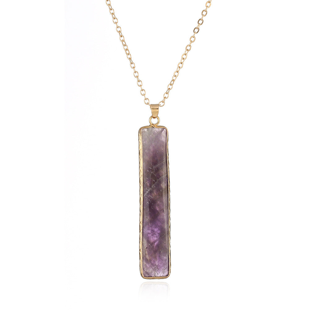 Stone Bar Pendant on 18k gold plated chain 7147