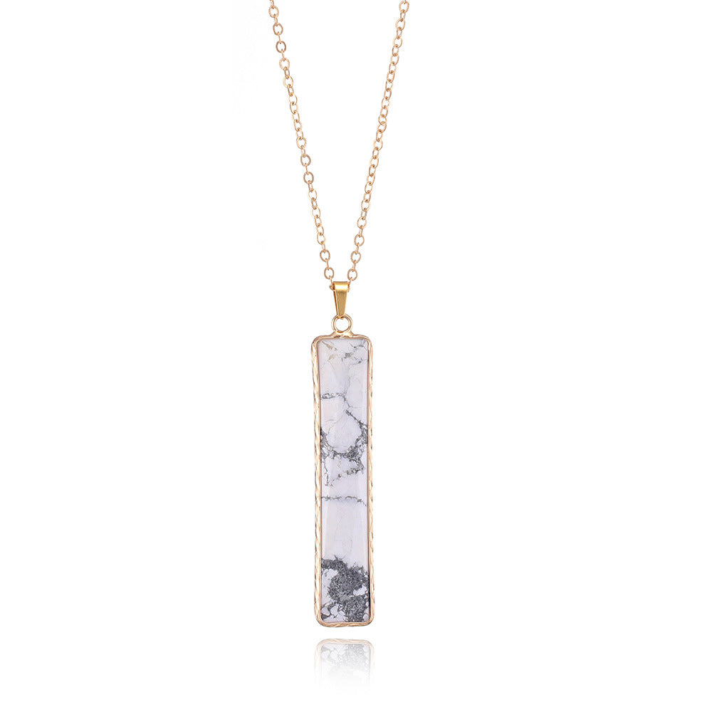 Stone Bar Pendant on 18k gold plated chain 7147